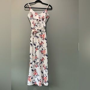 Almost Famous Floral Wide Leg Jumpsuit Size M Belted Summer Romper Boho